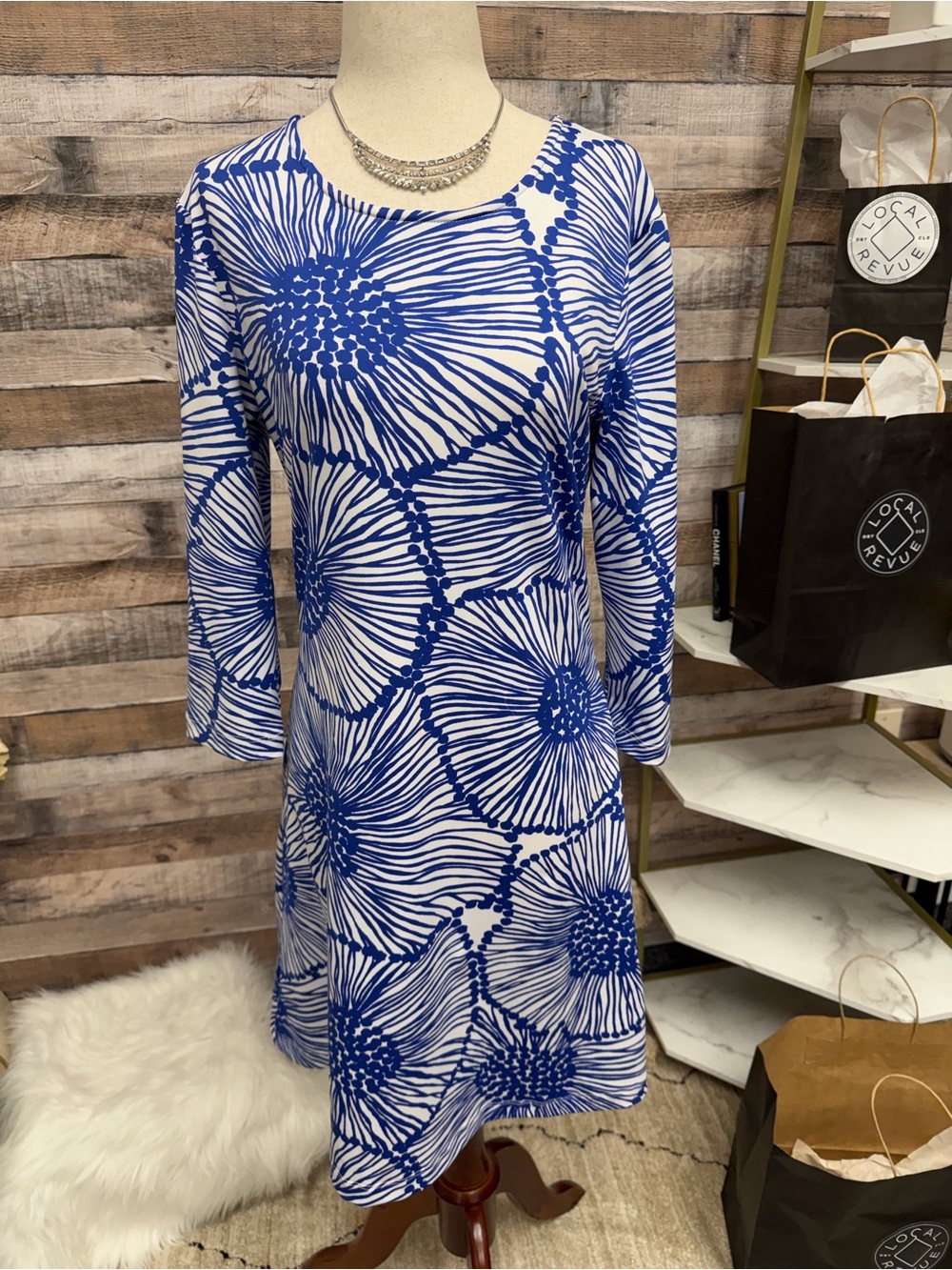 Sailor Sailor Royal Blue & White Floral Print 3/4 Sleeve